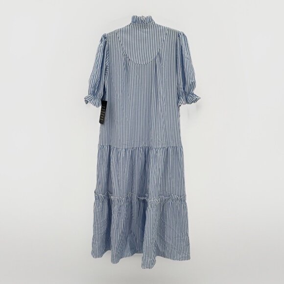 Pomander Place by Tuckernuck Blue Stripe Selena Maxi Dress sz M Puff Sleeve NWT - Picture 8 of 8